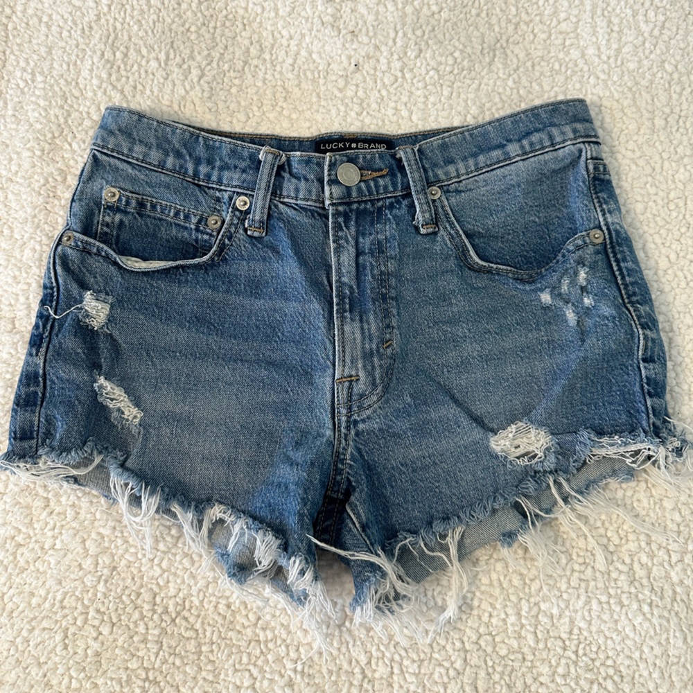 Lucky Brand Blue Frayed Jean Shorts
